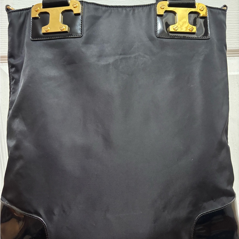 Tory Burch NICO Black Patent and Nylon Large Tote in EUC - Picture 6 of 15